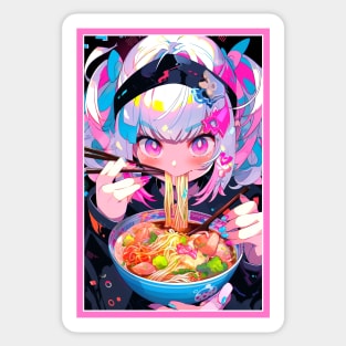Cute Anime Girl |  Ramen Noodles | Hentaii Chibi Kawaii Design Sticker